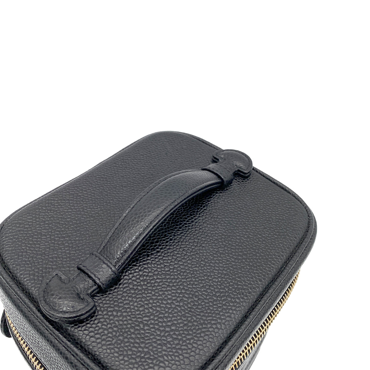 CHANEL VINTAGE VANITY HAND BAG BLACK CAVIAR SKIN 90263109