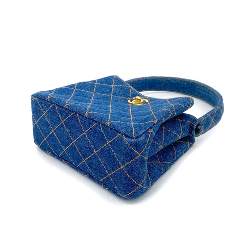 CHANEL VINTAGE MATELASSE HAND BAG BLUE DENIM 90263113 - PURPOSE