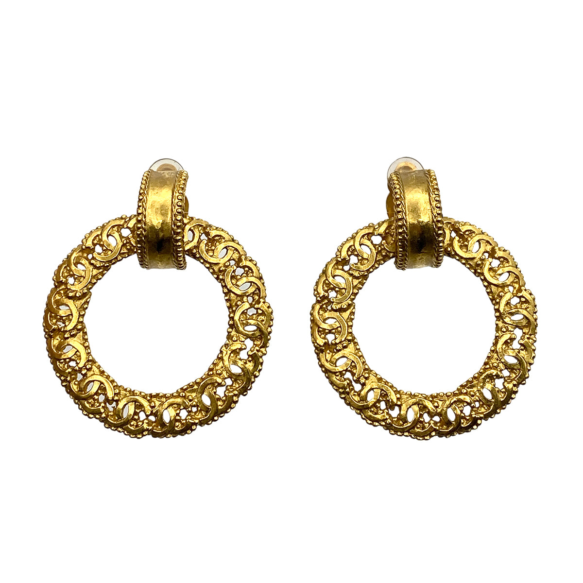 CHANEL VINTAGE EARRINGS HOOP ACCESSORY 96A 90263115