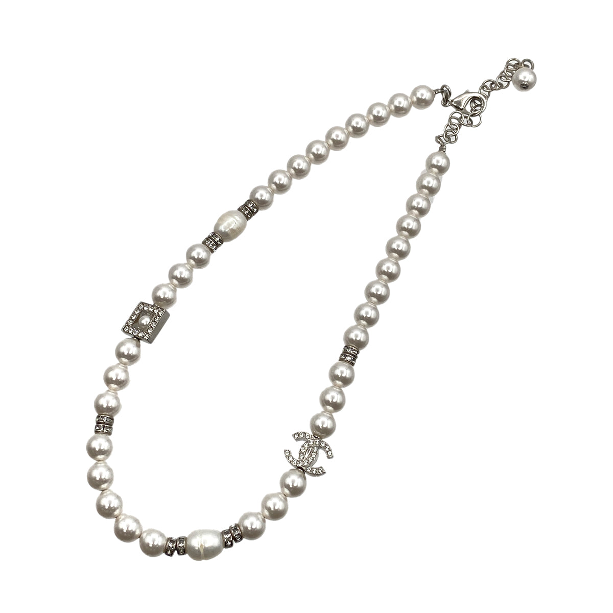CHANEL NECKLACE COCOMARK FAUX PEARL RHINESTONE ACCESSORY C24S 90263125