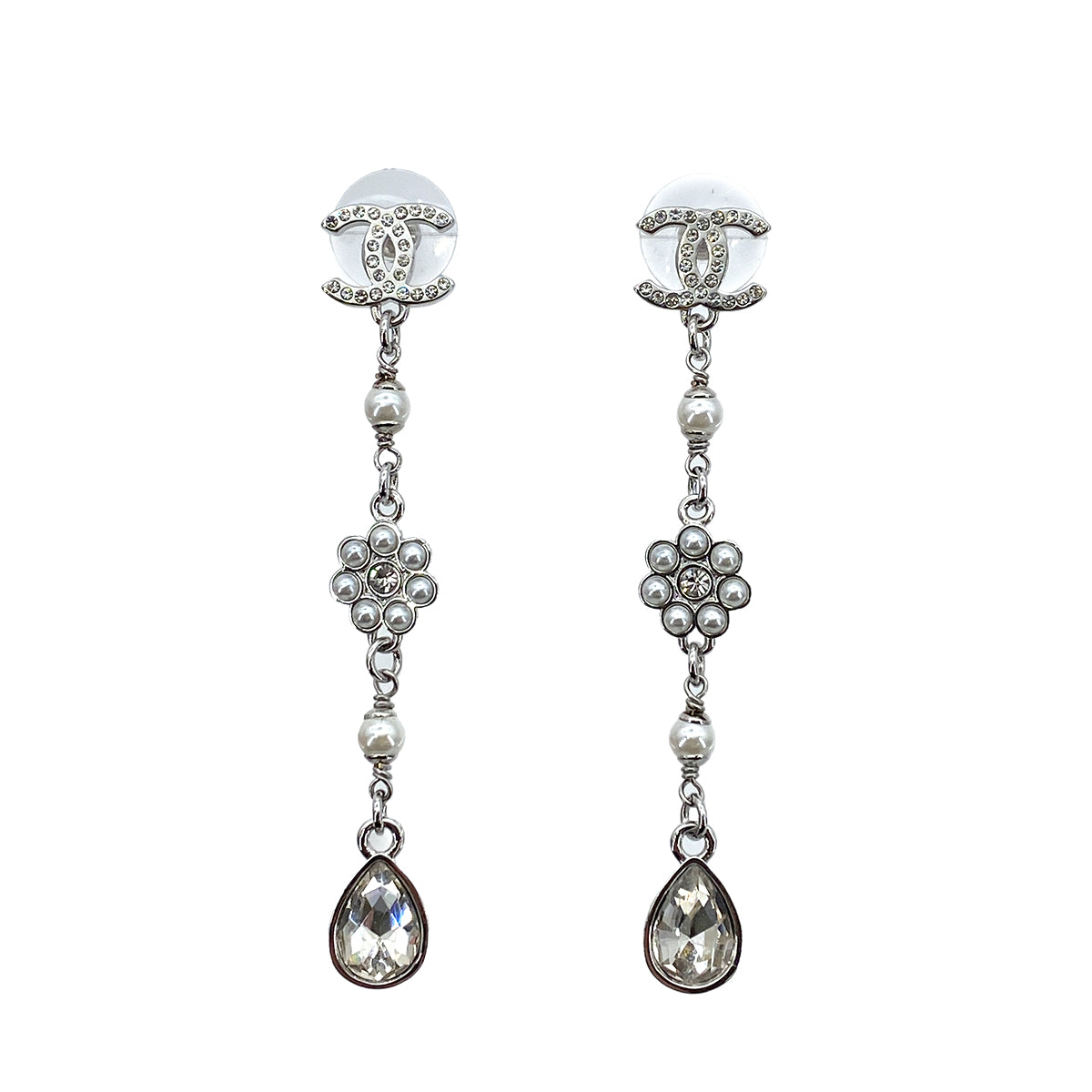 CHANEL EARRINGS COCOMARK RHINESTONE SWING ACCESSORY B21P 90263128