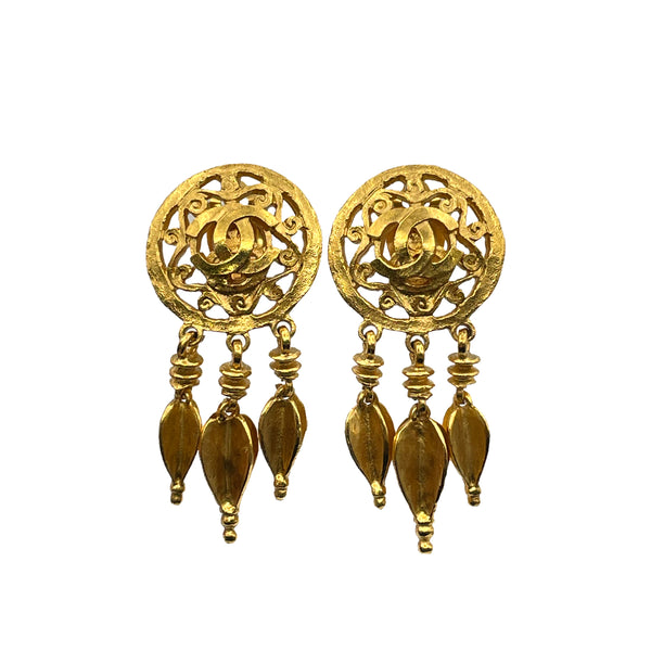 CHANEL VINTAGE EARRINGS COCOMARK SWING GOLD ACCESSORY 95P 90263138 - PURPOSE