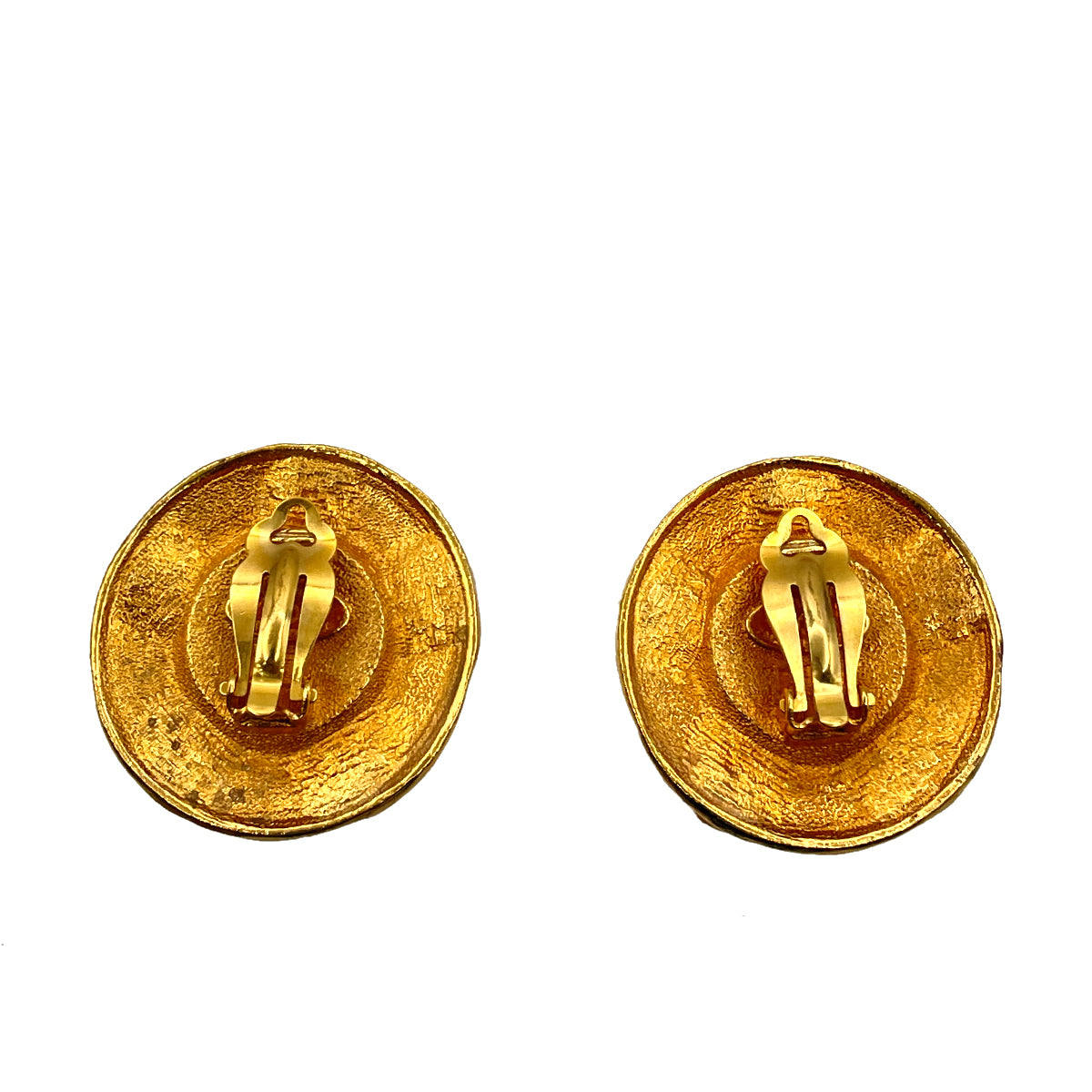 CHANEL VINTAGE EARRINGS GRIPOIX ROUND GOLD ACCESSORY 90263170