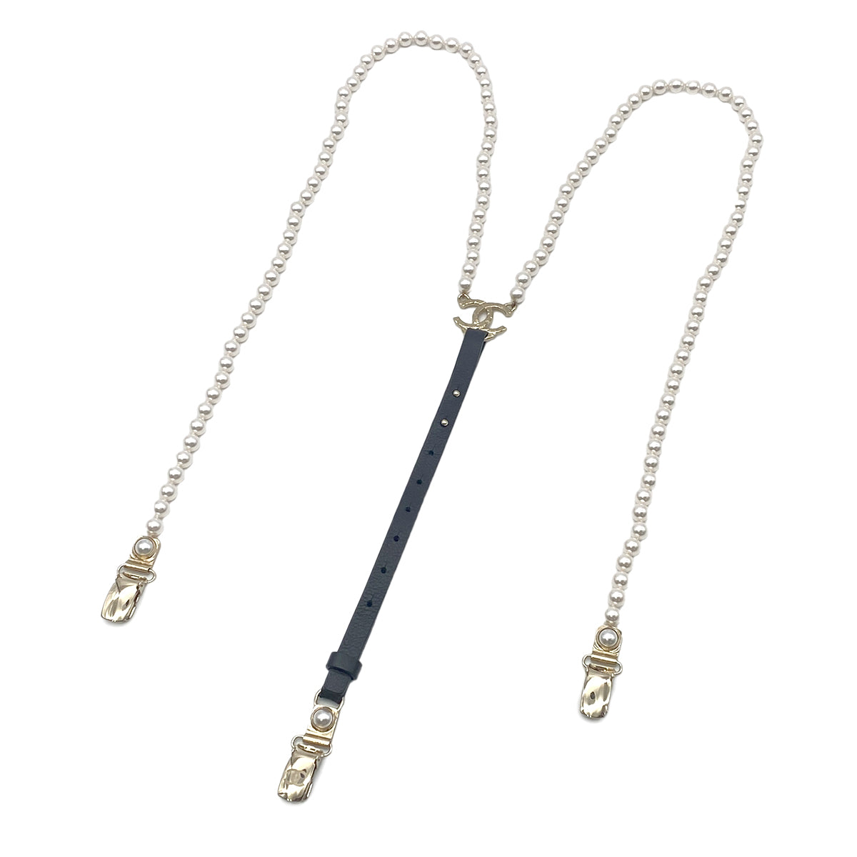 CHANEL SUSPENDER COCOMARK FAUX PEARL LEATHER A24K 90263171