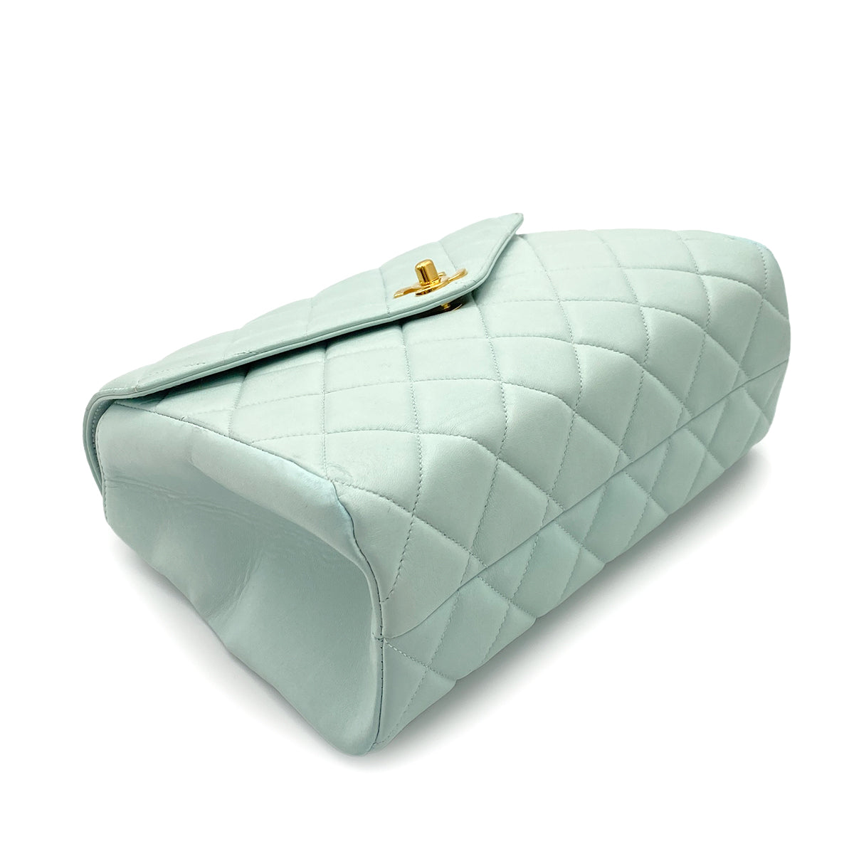 CHANEL VINTAGE MATELASSE CHAIN SHOULDER BAG LIGHT BLUE LAMB SKIN 90263219