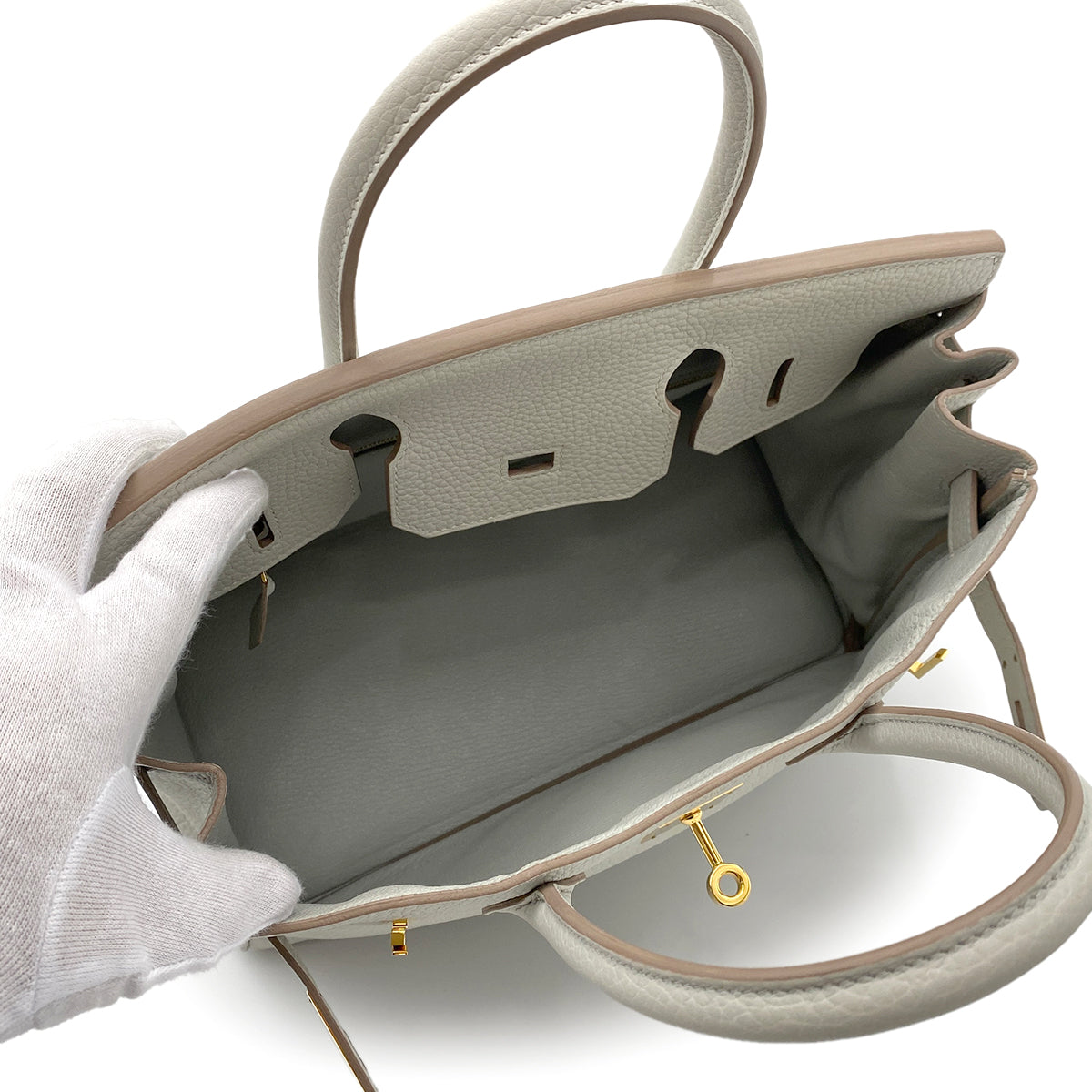 HERMES BIRKIN 30 GRIS PERLE TOGO HAND BAG D GHW 90263220