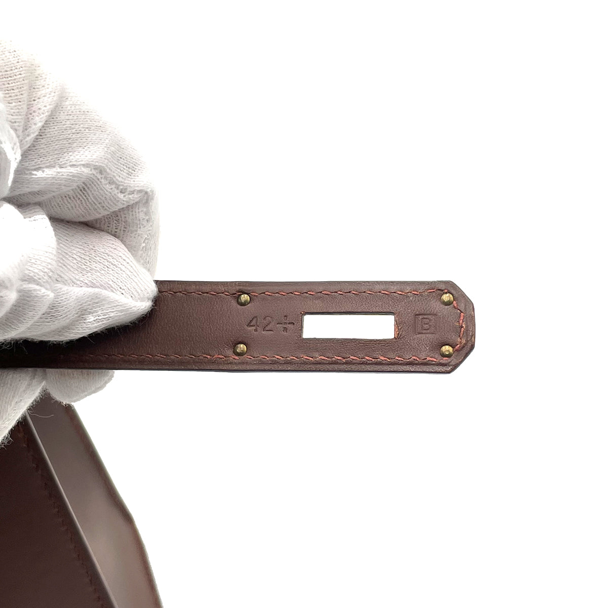 HERMES KELLY 32 SELLIER BROWN BOX CALF HAND SHOULDER BAG □B 90263223