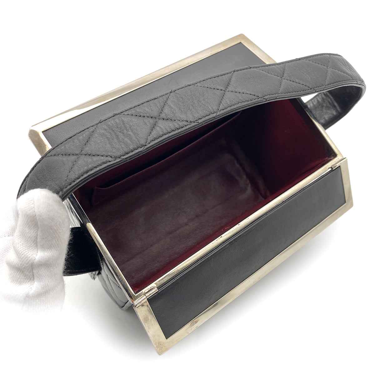 CHANEL VINTAGE MATELASSE HAND BAG BLACK LAMB SKIN 90263224