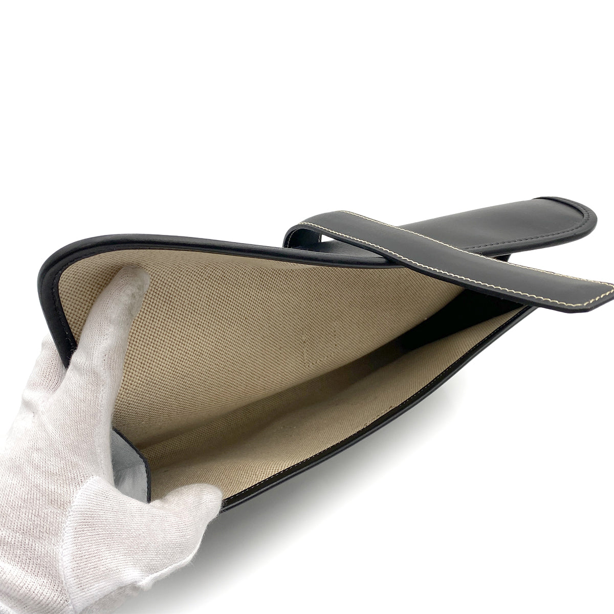 HERMES JIGE CLUTCH BAG BLACK BOXCALF 〇V 90263229