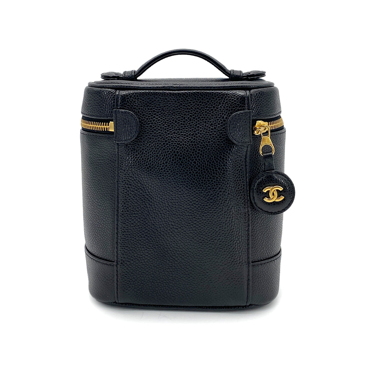 CHANEL VINTAGE VANITY HAND BAG BLACK CAVIAR SKIN 90263299