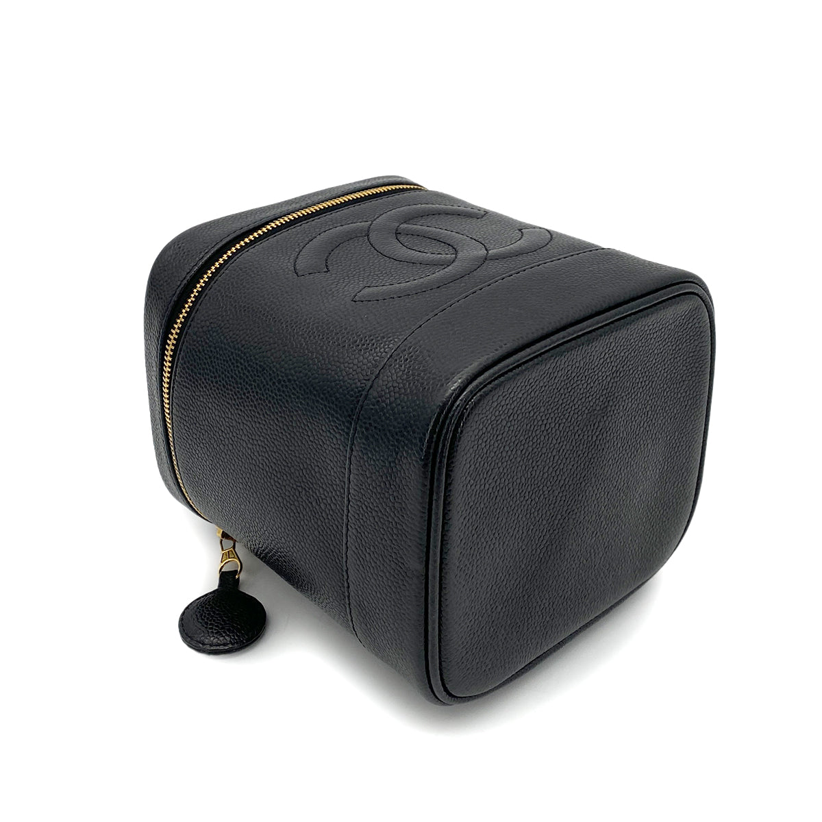 CHANEL VINTAGE VANITY HAND BAG BLACK CAVIAR SKIN 90263299