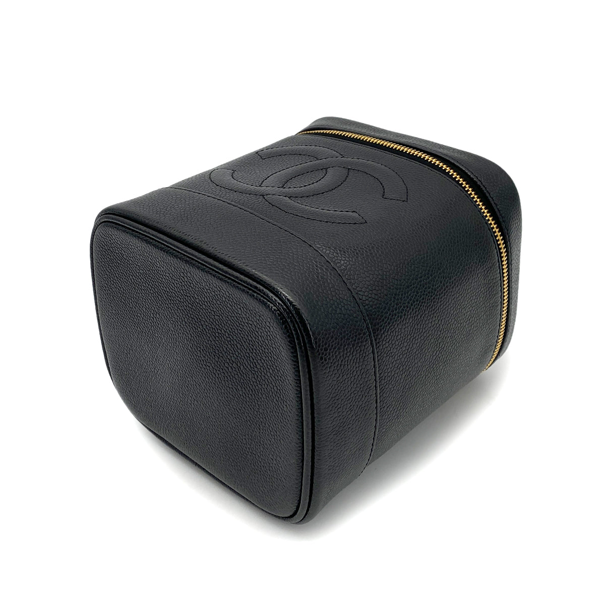 CHANEL VINTAGE VANITY HAND BAG BLACK CAVIAR SKIN 90263299