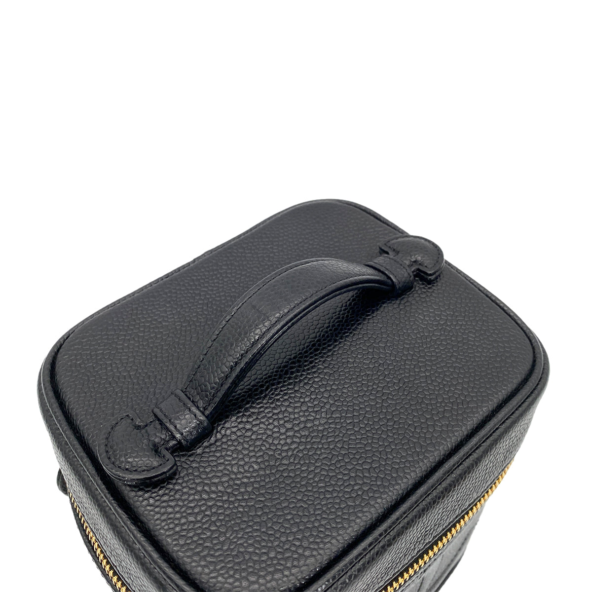 CHANEL VINTAGE VANITY HAND BAG BLACK CAVIAR SKIN 90263299