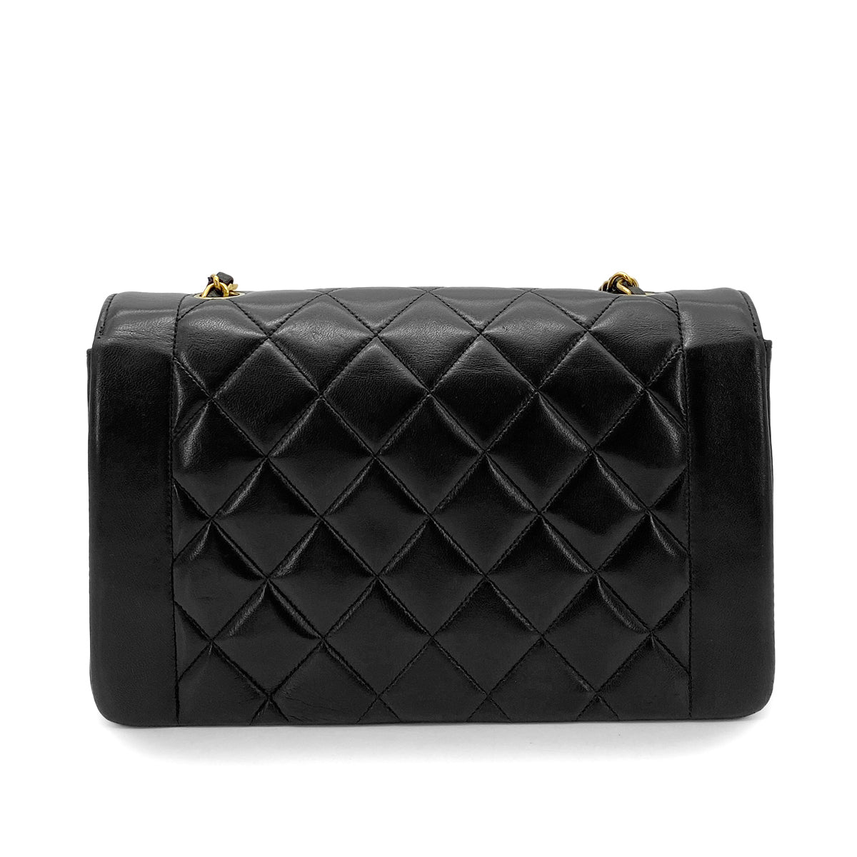 CHANEL VINTAGE DIANA MEDIUM CHAIN SHOULDER BAG BLACK LAMB SKIN 90263301