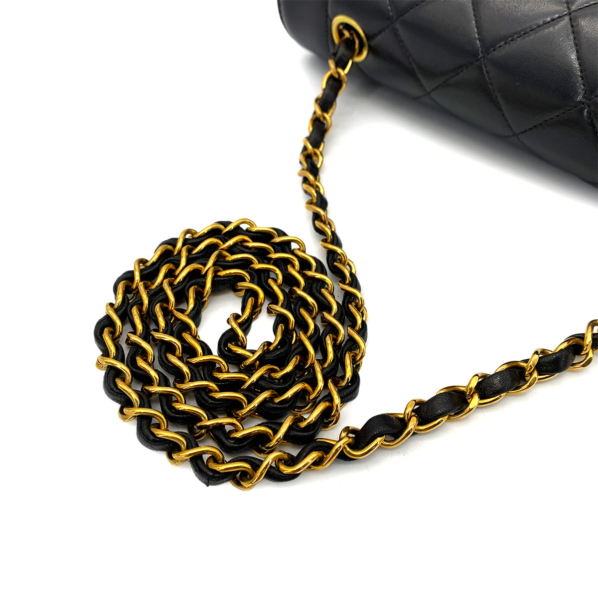 CHANEL VINTAGE DIANA MEDIUM CHAIN SHOULDER BAG BLACK LAMB SKIN 90263301