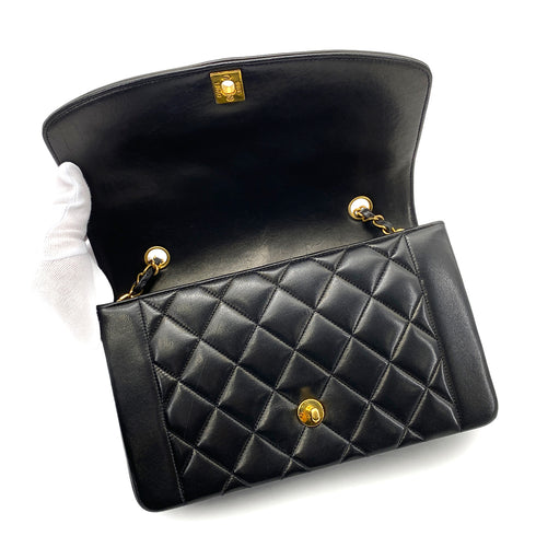 CHANEL VINTAGE DIANA MEDIUM CHAIN SHOULDER BAG BLACK LAMB SKIN 90263301 - PURPOSE