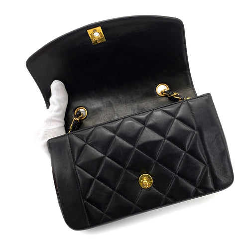 CHANEL VINTAGE DIANA SMALL CHAIN SHOULDER BAG BLACK LAMB SKIN 90263309 - PURPOSE