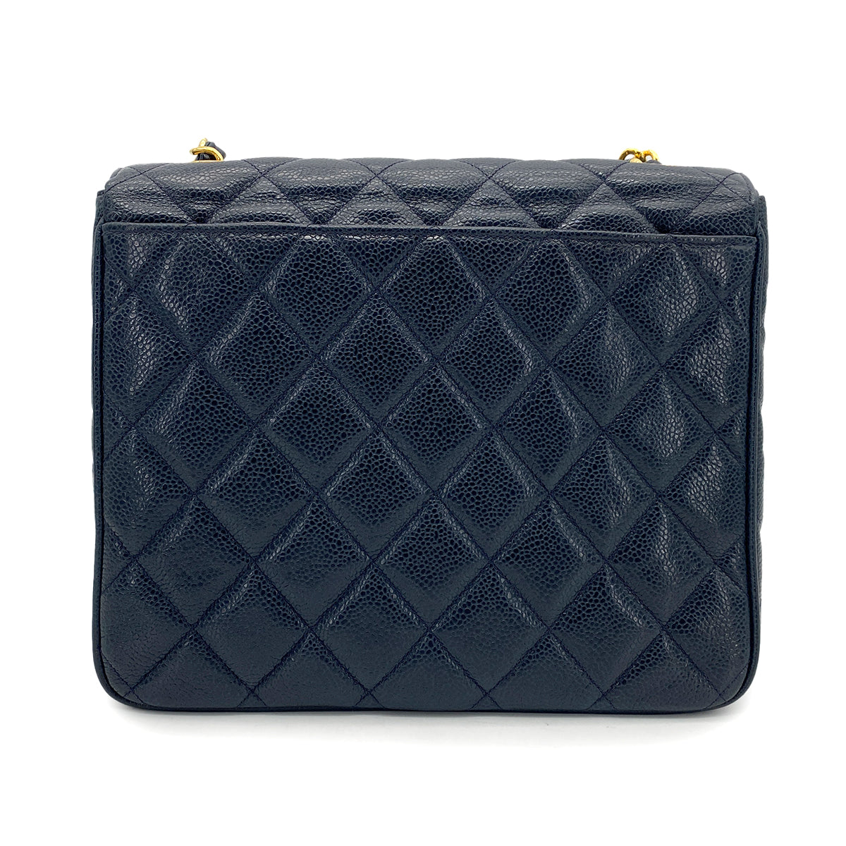 CHANEL VINTAGE MATELASSE SHOULDER BAG NAVY CAVIAR SKIN 90263311