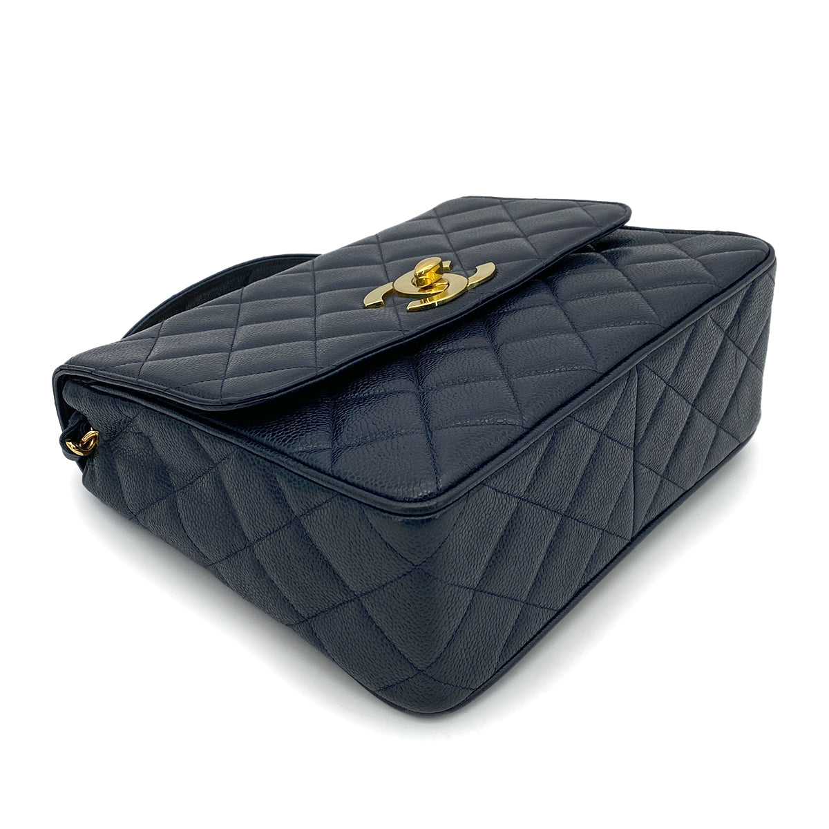 CHANEL VINTAGE MATELASSE SHOULDER BAG NAVY CAVIAR SKIN 90263311