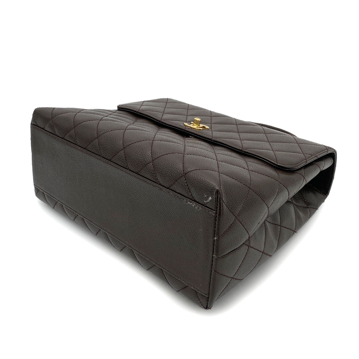 CHANEL VINTAGE MATELASSE HAND BAG BROWN CAVIAR SKIN 90263313