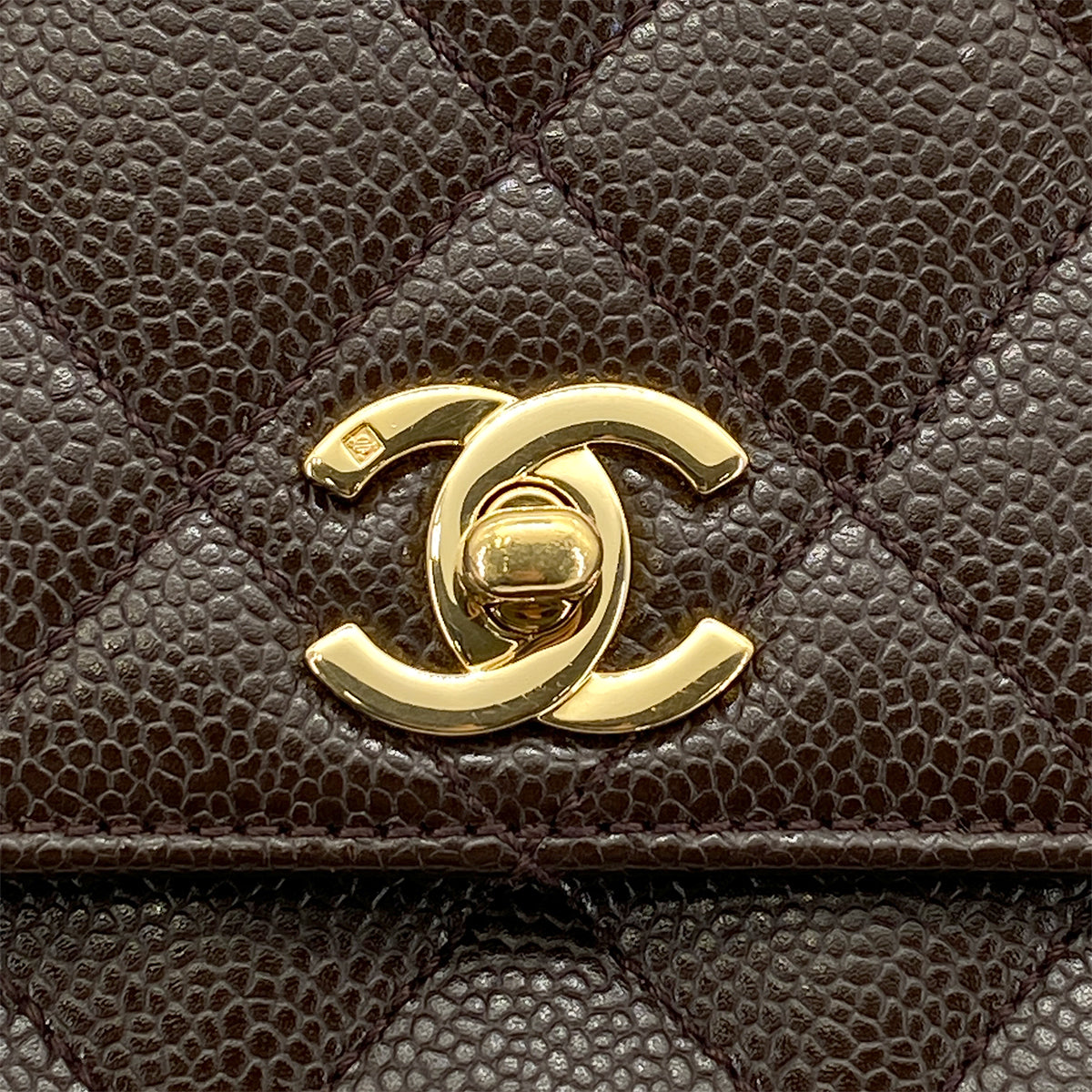 CHANEL VINTAGE MATELASSE HAND BAG BROWN CAVIAR SKIN 90263313