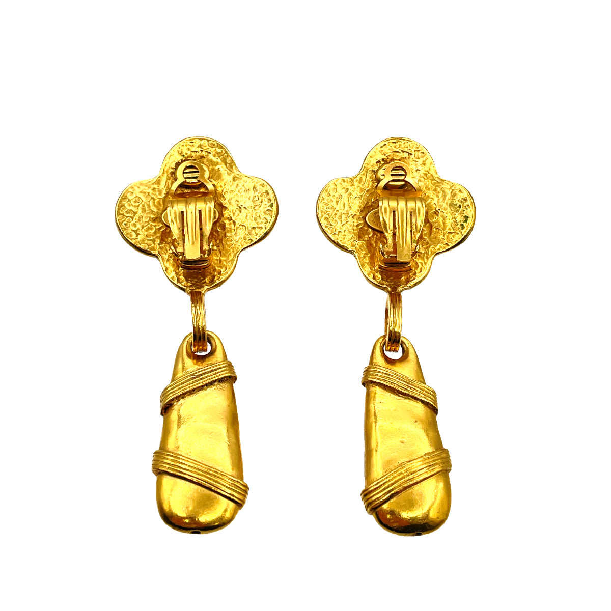CHANEL VINTAGE EARRINGS GRIPOIX  SWING GOLD ACCESSORY 94A 90263317