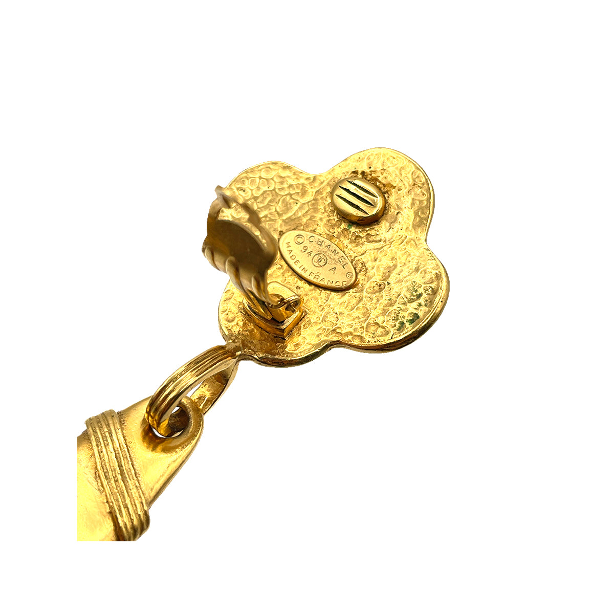 CHANEL VINTAGE EARRINGS GRIPOIX  SWING GOLD ACCESSORY 94A 90263317