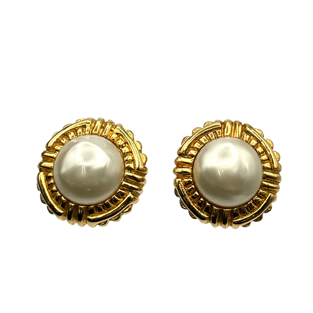 CHANEL VINTAGE EARRINGS ROUND PEARL MOTIF ACCESSORY 90263343
