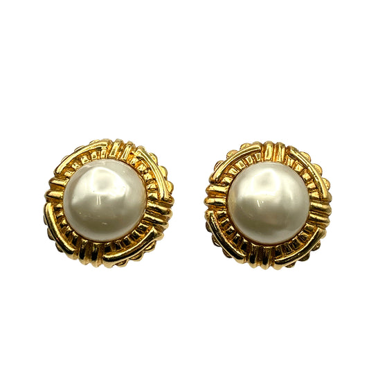CHANEL VINTAGE EARRINGS ROUND PEARL MOTIF ACCESSORY 90263343