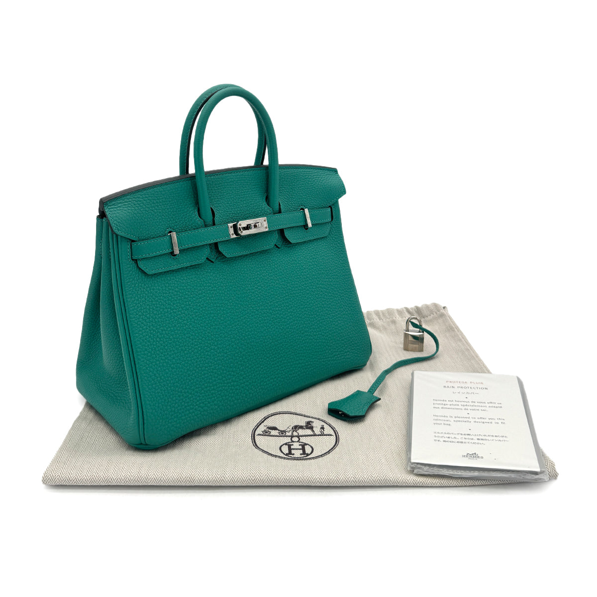 HERMES BIRKIN 25 VERT VERONE TOGO HAND BAG D SHW 90263603