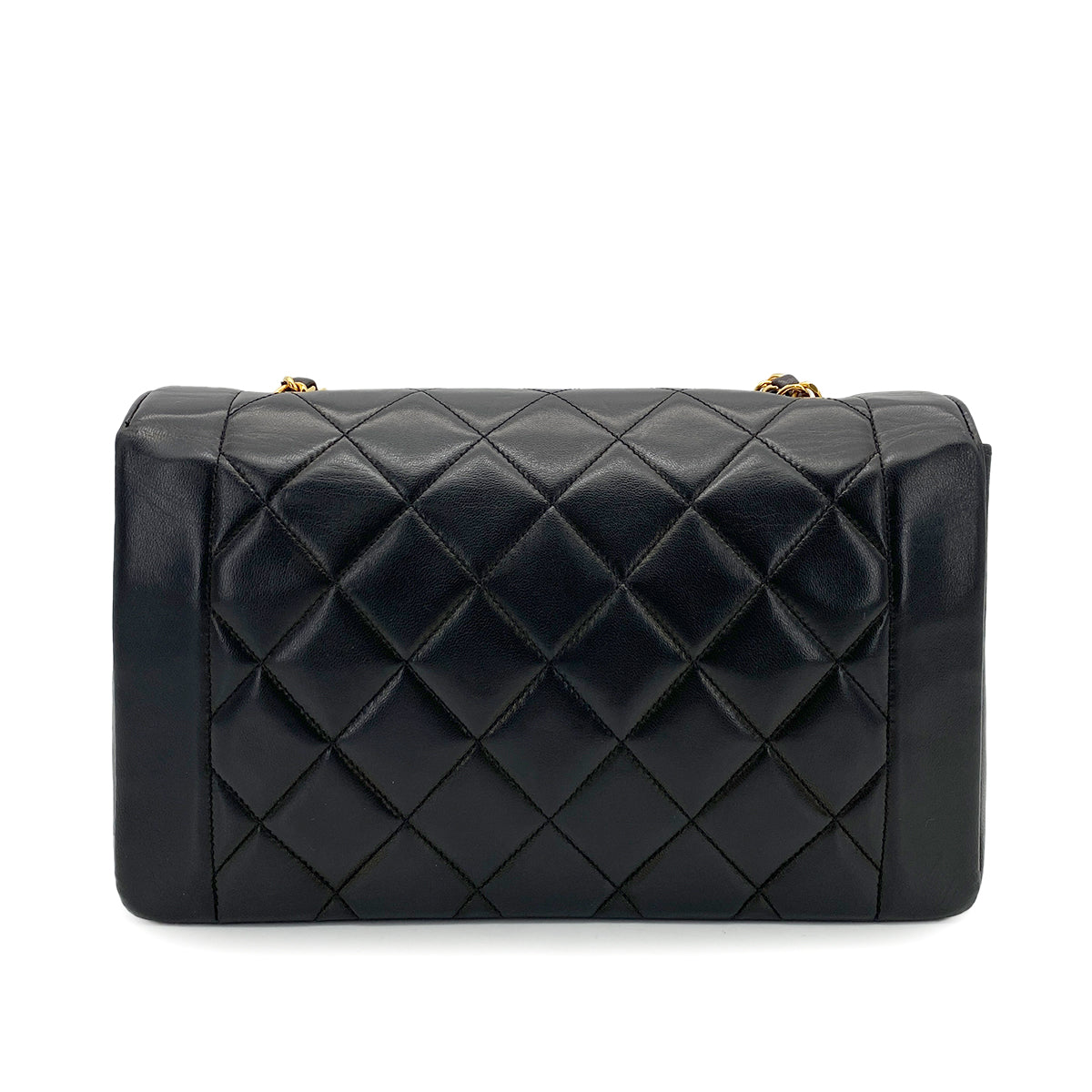 CHANEL VINTAGE DIANA MEDIUM CHAIN SHOULDER BAG BLACK LAMB SKIN 90263610