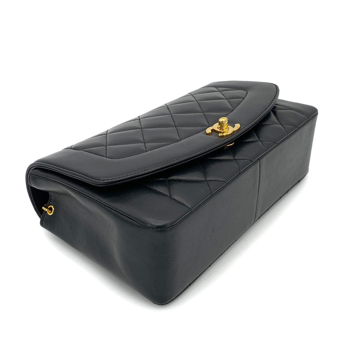 CHANEL VINTAGE DIANA MEDIUM CHAIN SHOULDER BAG BLACK LAMB SKIN 90263610