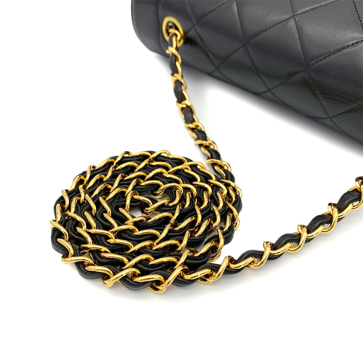 CHANEL VINTAGE DIANA MEDIUM CHAIN SHOULDER BAG BLACK LAMB SKIN 90263610