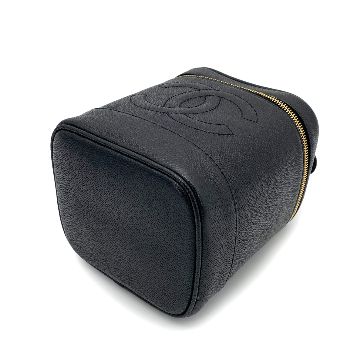 CHANEL VINTAGE VANITY HAND BAG BLACK CAVIAR SKIN 90263620