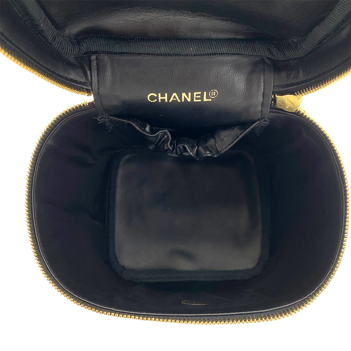 CHANEL VINTAGE VANITY HAND BAG BLACK CAVIAR SKIN 90263620