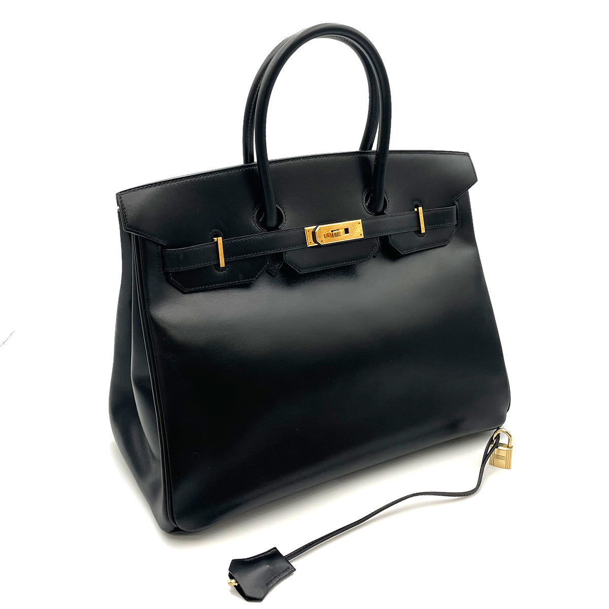 HERMES BIRKIN 35 BLACK BOXCALF HAND BAG □A 90263626