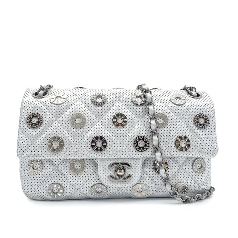 CHANEL MATELASSE CHAIN SHOULDER BAG PUNCHING SILVER LEATHER 90263632 - PURPOSE