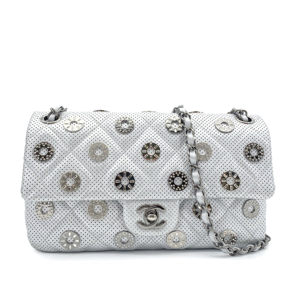 CHANEL MATELASSE CHAIN SHOULDER BAG PUNCHING SILVER LEATHER 90263632 - PURPOSE