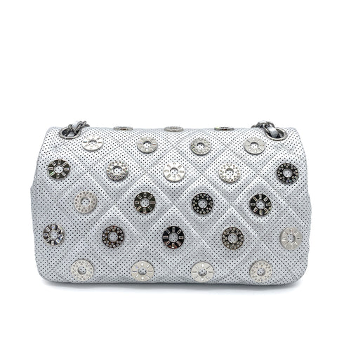 CHANEL MATELASSE CHAIN SHOULDER BAG PUNCHING SILVER LEATHER 90263632 - PURPOSE