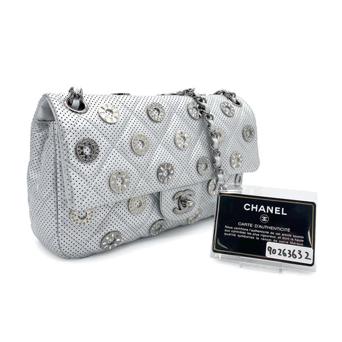CHANEL MATELASSE CHAIN SHOULDER BAG PUNCHING SILVER LEATHER 90263632 - PURPOSE