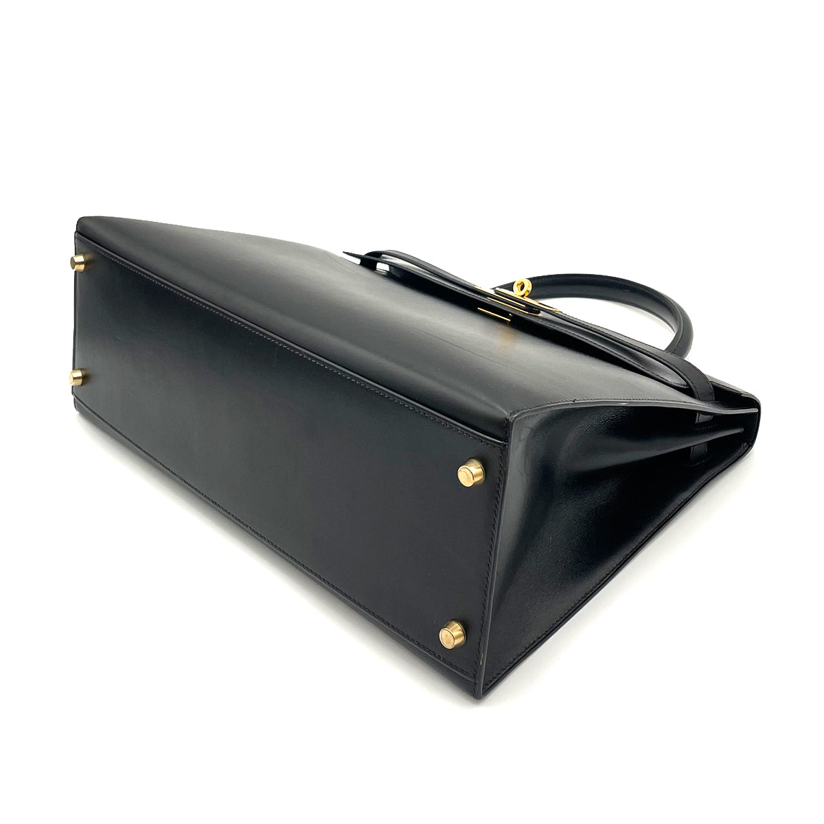 HERMES KELLY 35 SELLIER BLACK BOXCALF HAND SHOULDER BAG □E 90263639