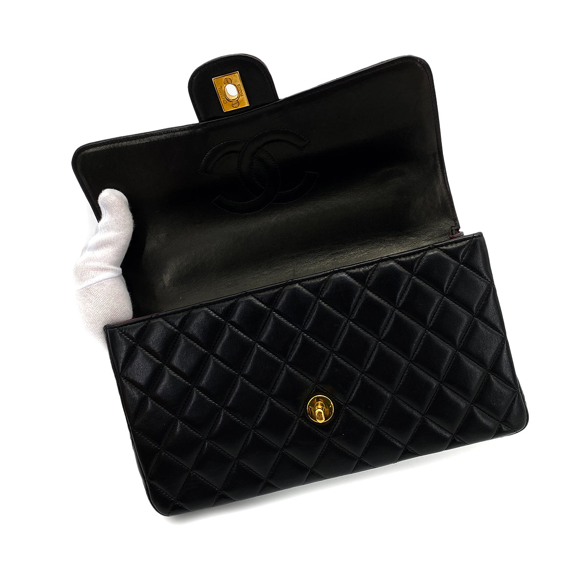 CHANEL VINTAGE PARENT-CHILD BAG PARENTS ONLY BLACK LAMB SKIN 90263640