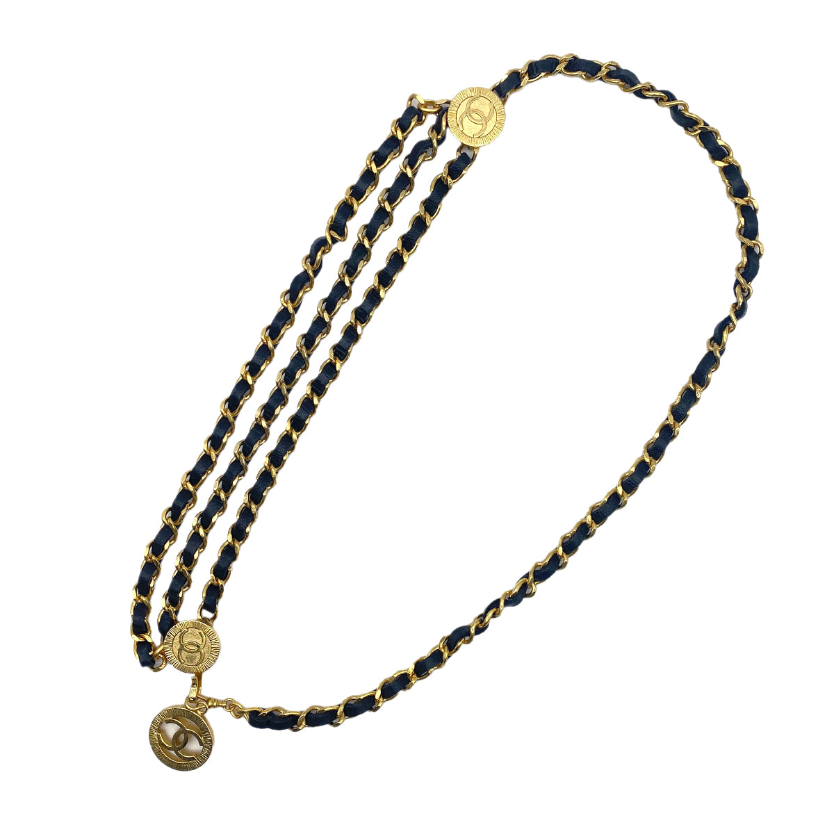 CHANEL VINTAGE CHAIN BELT LEATHER COCOMARK ACCESSORY 90263652