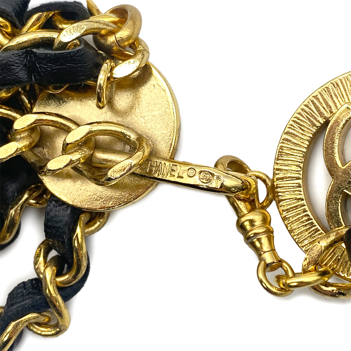 CHANEL VINTAGE CHAIN BELT LEATHER COCOMARK ACCESSORY 90263652