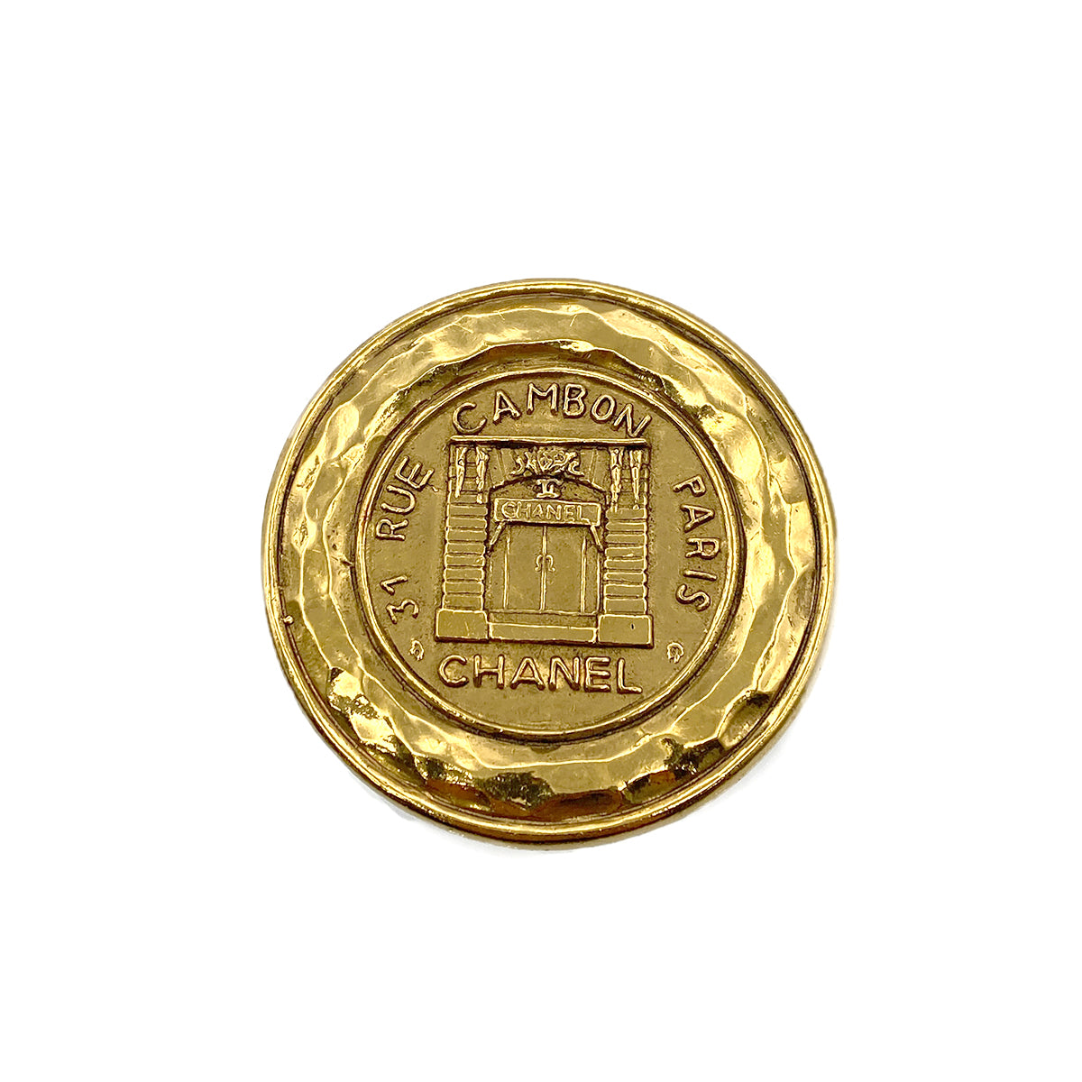 CHANEL VINTAGE LOGO BROOCH GOLD ROUND ACCESSORY 90263655