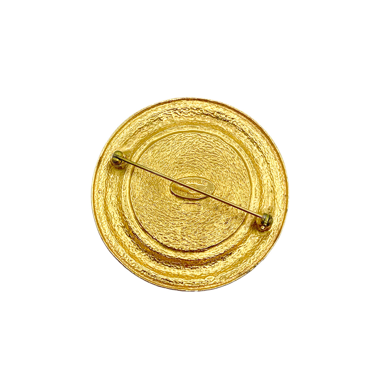 CHANEL VINTAGE LOGO BROOCH GOLD ROUND ACCESSORY 90263655