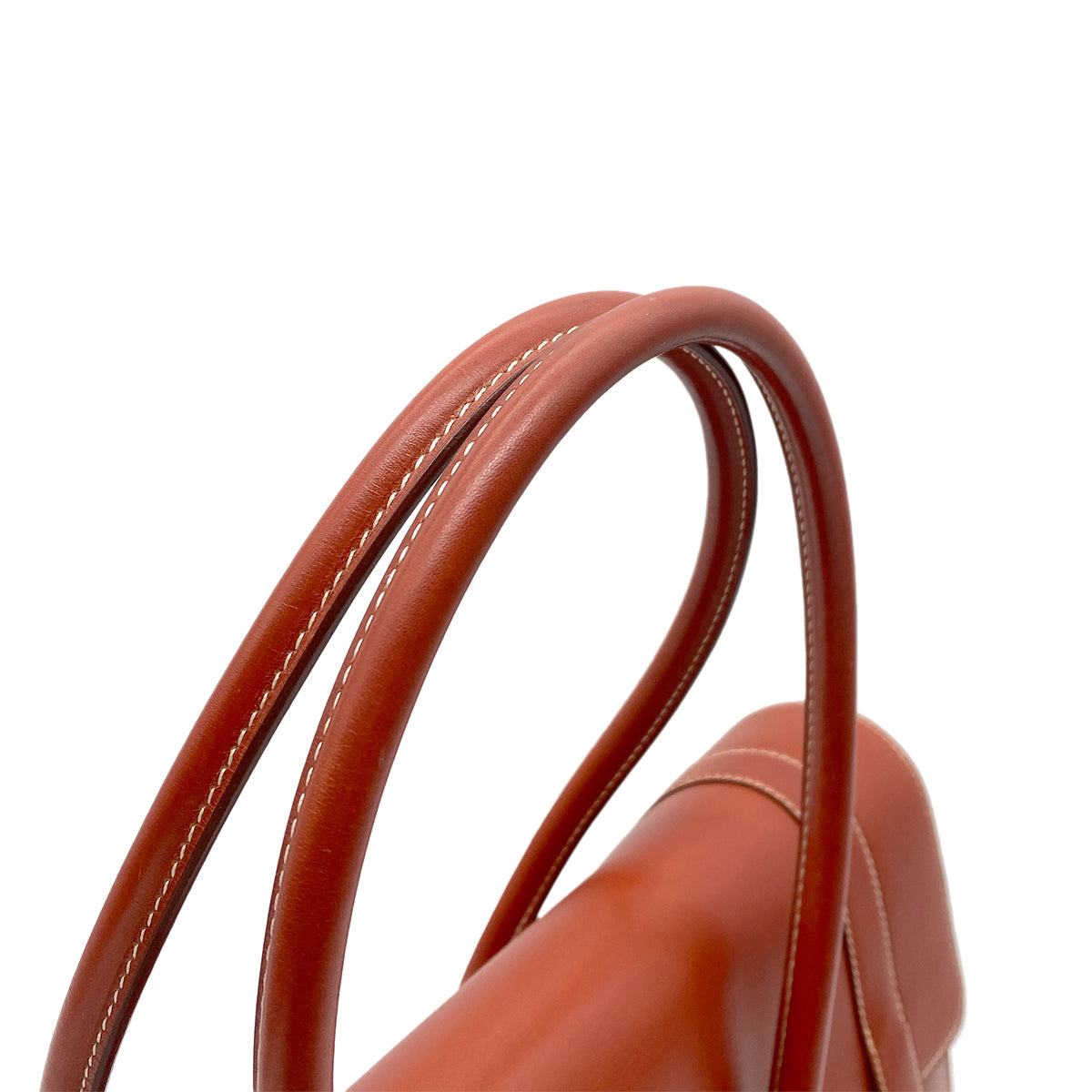 HERMES DRUG2 37 BROWN BOX CALF HAND BAG □D SHW 90263666