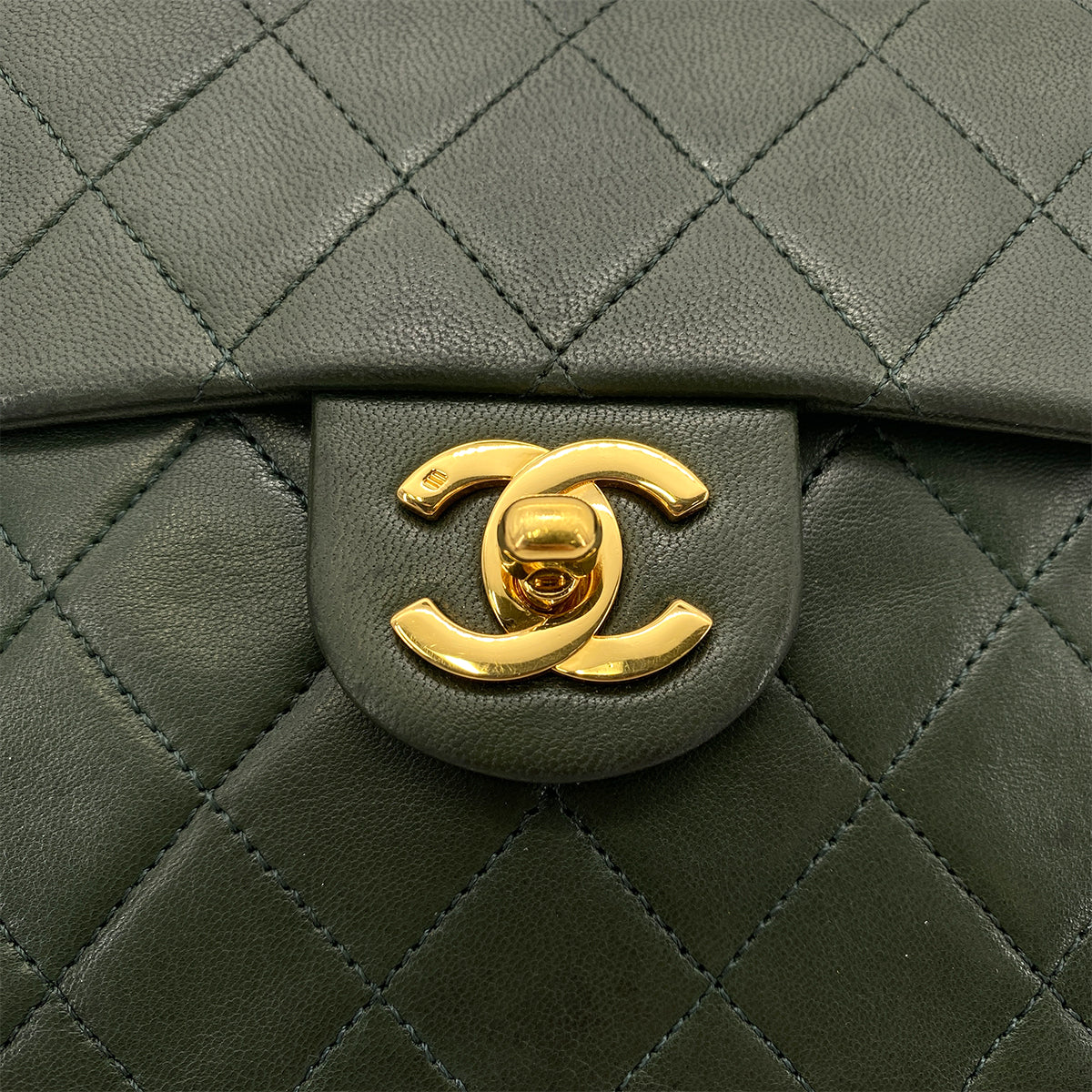 CHANEL VINTAGE MINI SQUARE 17 CHAIN SHOULDER BAG KAHKI LAMB SKIN 90263668