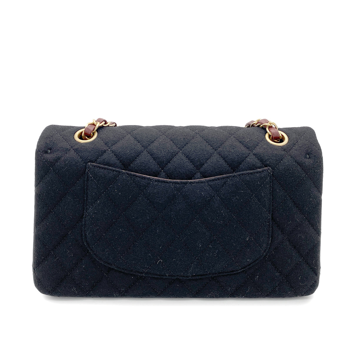 CHANEL MATELASSE CHAIN SHOULDER BAG MARINE CHARM BLACK COTTON JERSEY 90263669