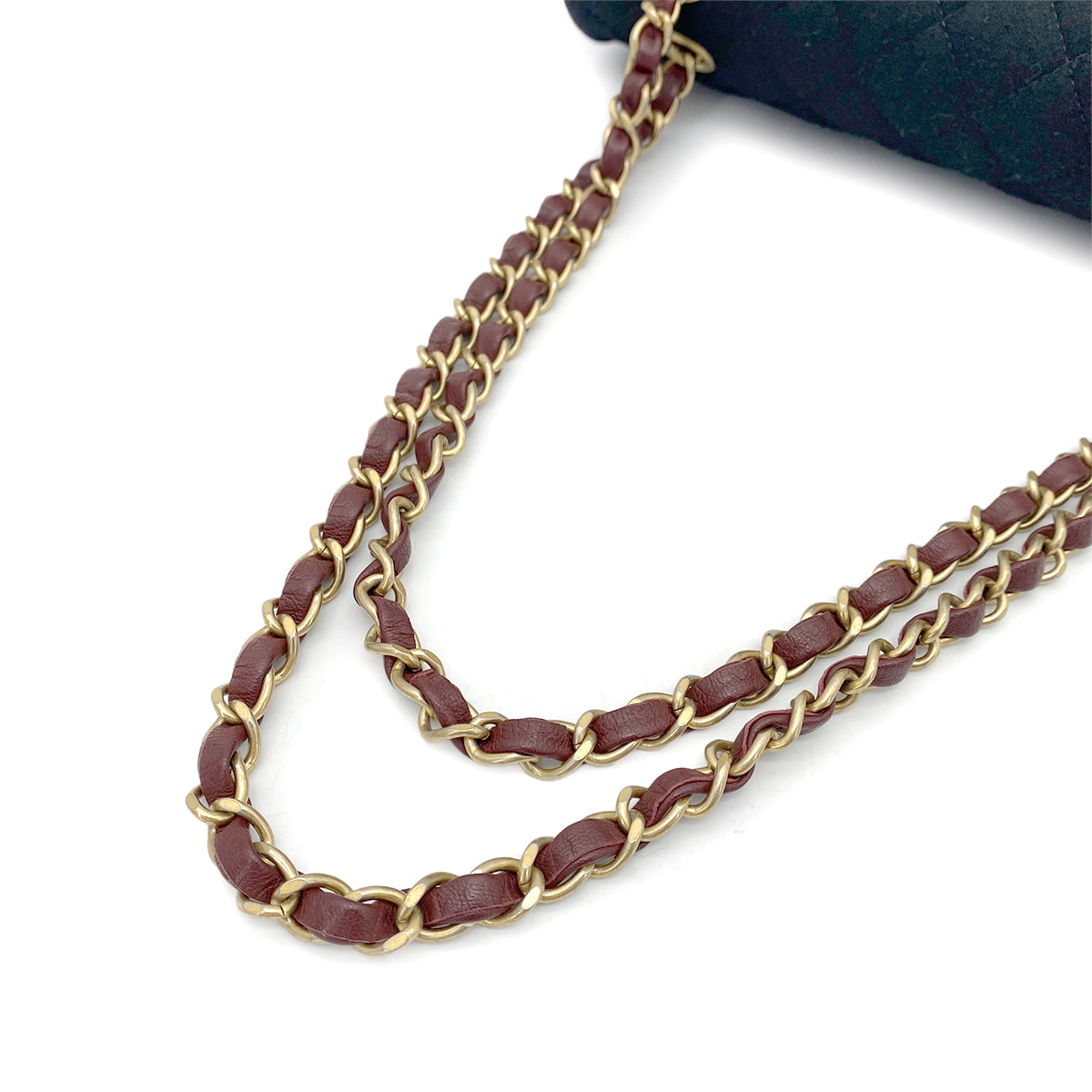 CHANEL MATELASSE CHAIN SHOULDER BAG MARINE CHARM BLACK COTTON JERSEY 90263669